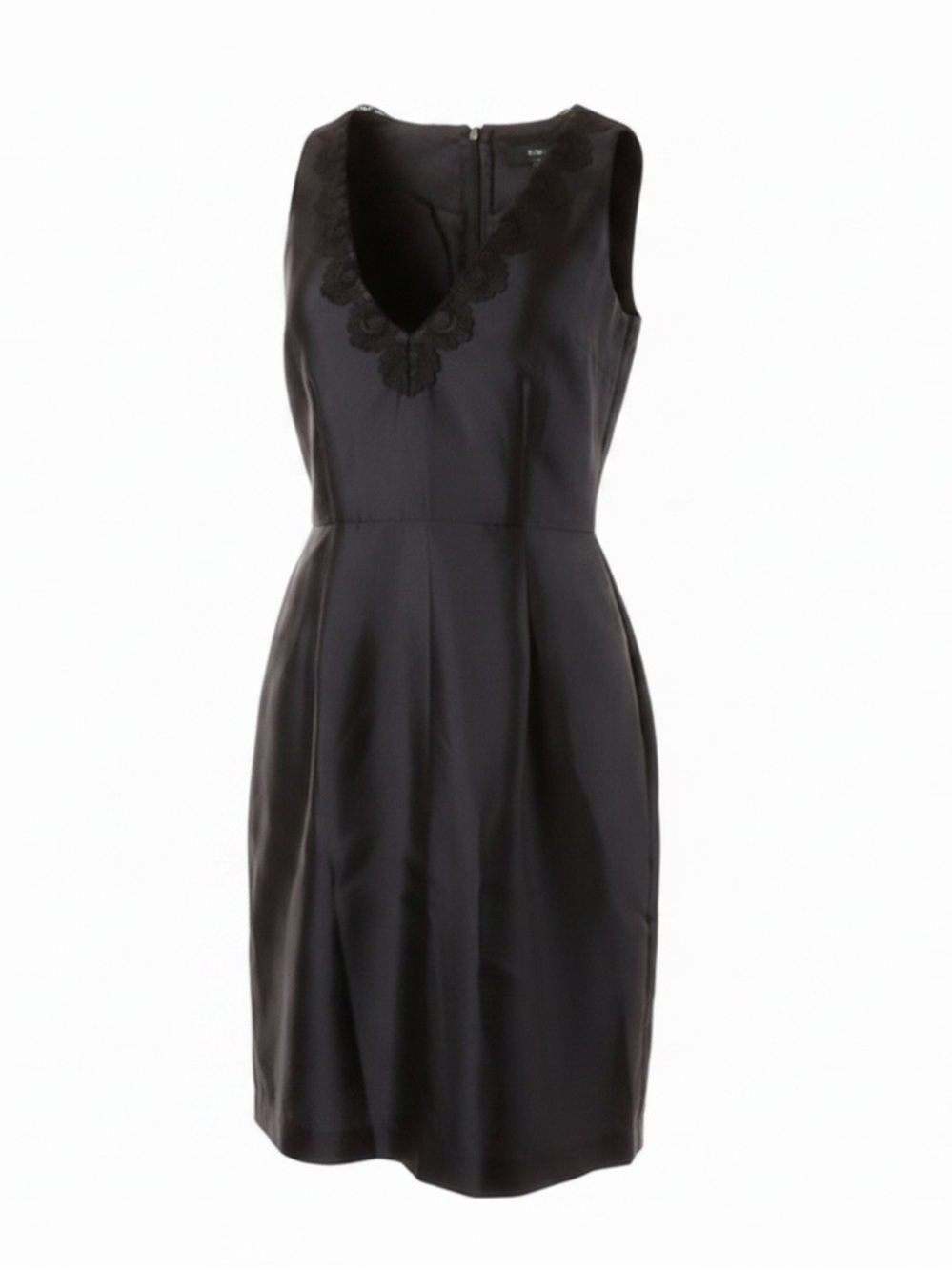 Paper Crown M black‎ deep v neckline lace/floral fit and flare cocktail dress